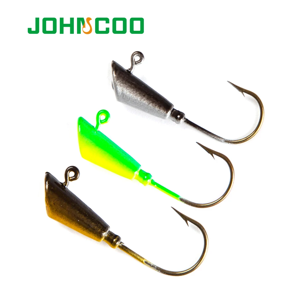 

JOHNCOO 3.6g 5.3g Lead Jig Head Fishing Hook 10pcs Barbed Hook Soft Lure Jigging Hook Worm Soft Bait Hooks