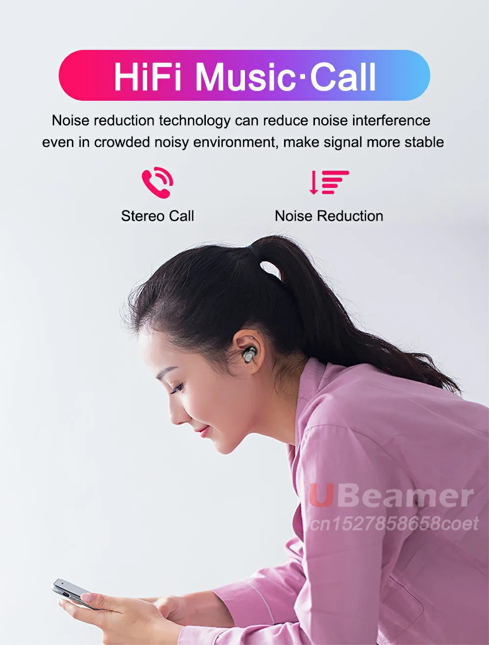 In Store Ubeamer TWS Bluetooth 5.0 Earphone Long Standby. Wireless Headset 1500mAH Battery Case for music/call HIFI earphone