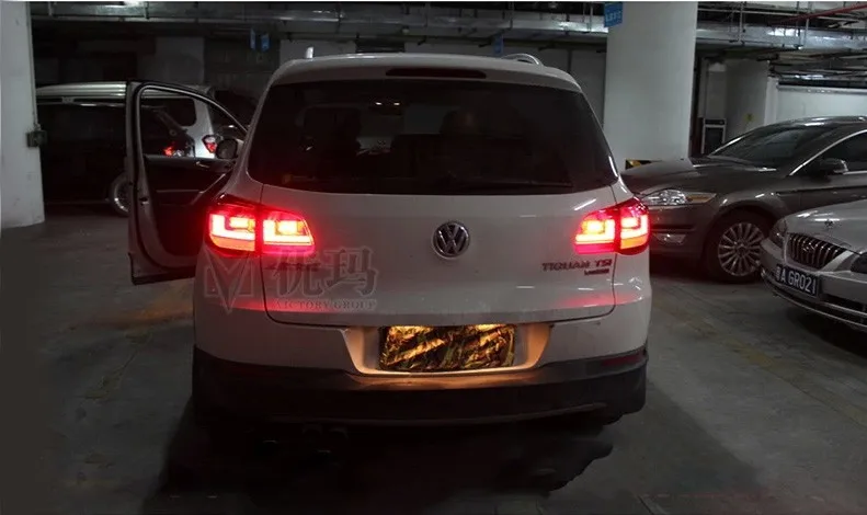 Автомобильный Стайлинг задние фонари для VW Tiguan 2009-2012 светодиодный задний фонарь задний багажная лампа крышка drl+ сигнал+ тормоз+ обратный