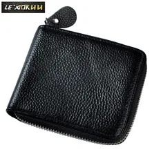 Мужской кожаный Вертикальный двойной Повседневный дизайнерский Многофункциональный Короткий держатель для карт, монет, модный кошелек на молнии 1007-b