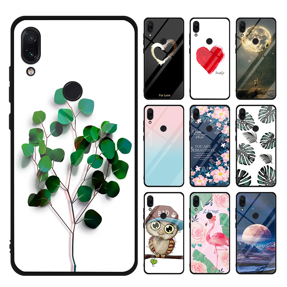 

Luxury Pattern Glass Case For Xiaomi Redmi Note 7 Case Tempered Glass Silicone Cover Back Cover For Xiomi Redmi Note 7 Pro Cases