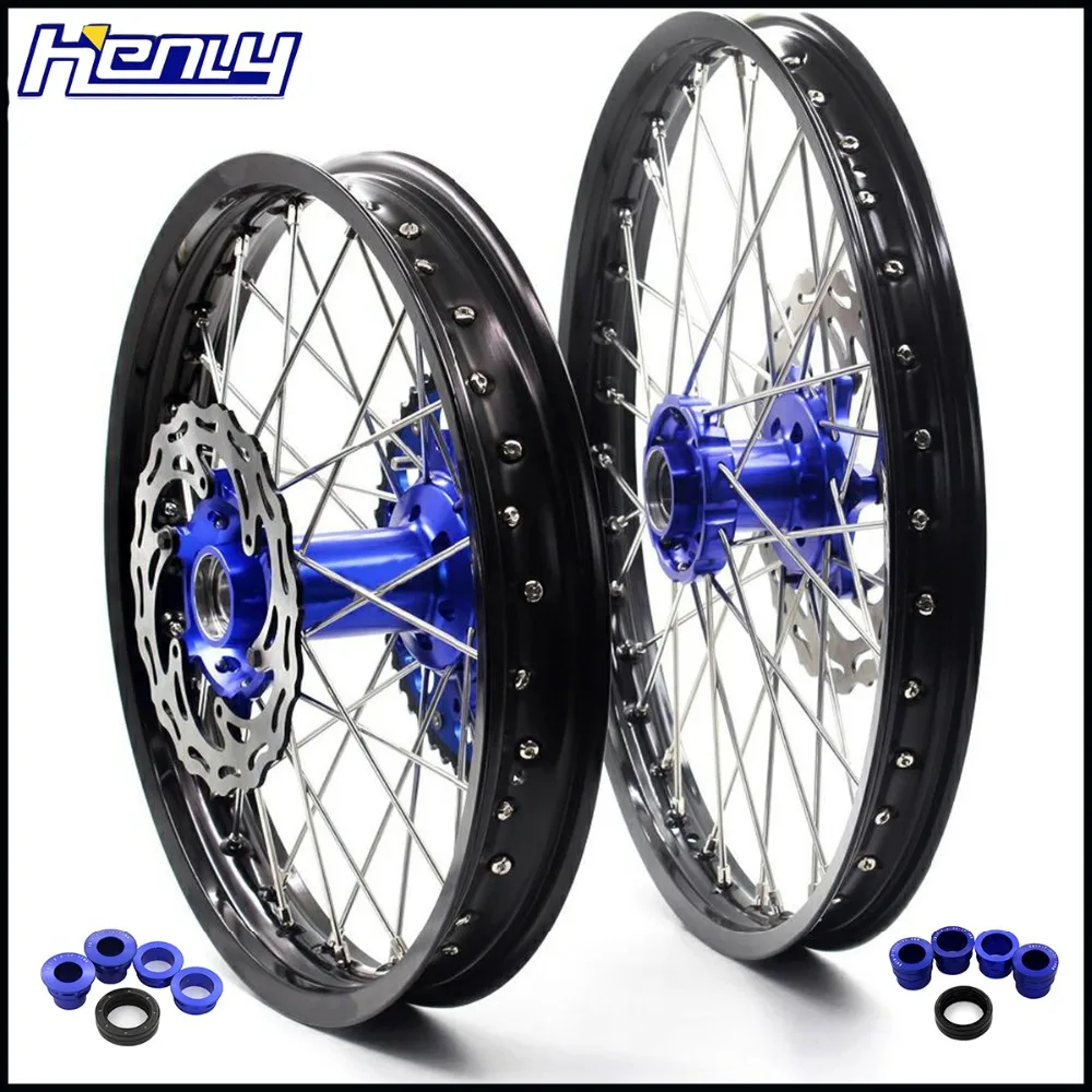 

21"/18" Complete Spoked Motorcycle Wheels Rim Set For KTM EXC EXC-E EXC-F 200 300 350 400 2003-2019 Blue Sprocket and Hub