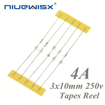 

1000pcs/Lot New 3*10mm 4A 250V Axial fast Glass Fuse With Lead wire 3*10 Tapes Reel 4A Registered Airmail Free Shipping