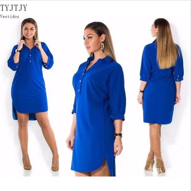 

2017 Fashion Womens split open sexy maxi size dress Loose Casual Party Mini Shirt Dress vestidos L XL 2XL 3XL 4XL 5XL 6XL