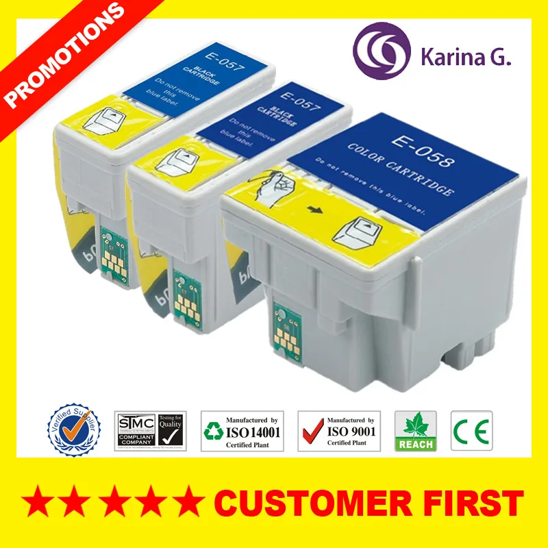 Совместимый чернильный картридж для T057 T058 Подходит для epson ME1, ME100, ME1+ и т. д - Цвет: 1Set Plus 1PCS Black