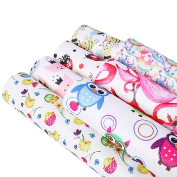 

David accessories 20*34cm Bee owl cat bird glitter Faux Artificial Synthetic Leather DIY Sewing Garment bags knot-bow,1Yc4638