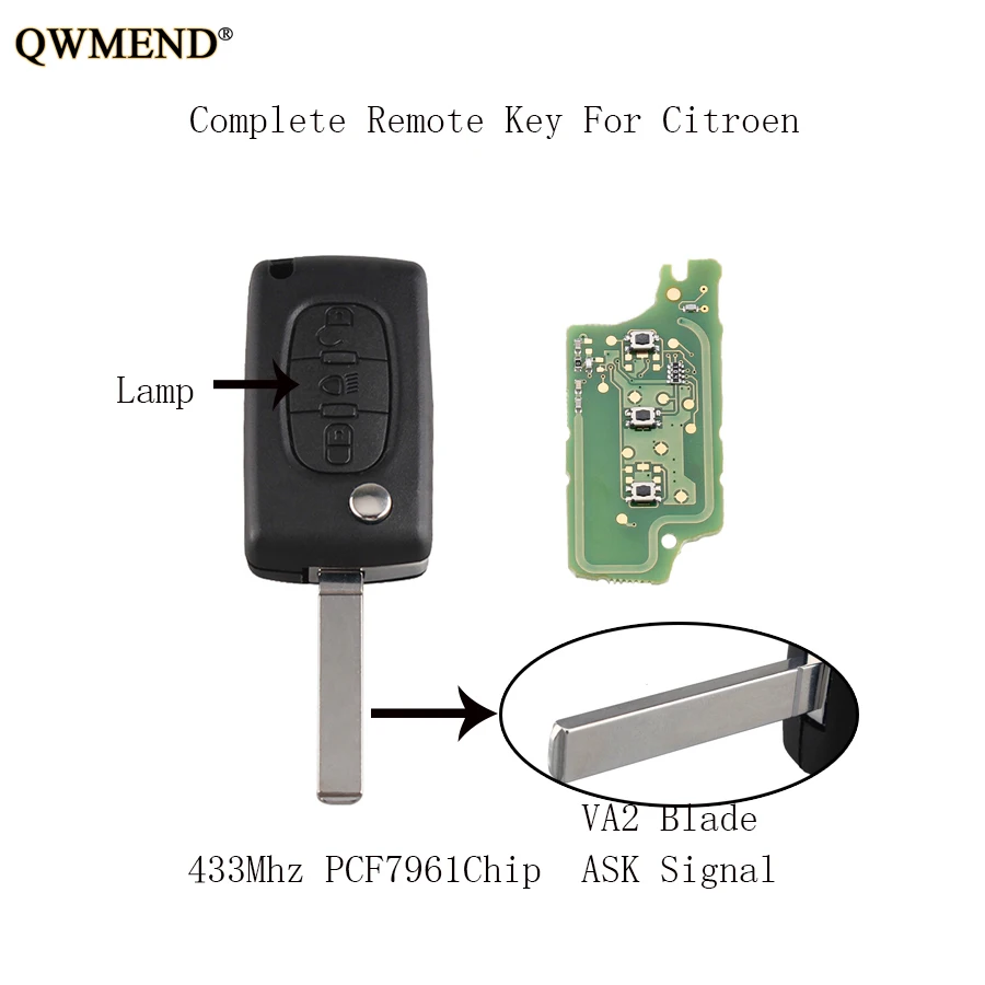 QWMEND полный дистанционный брелок для CITROEN Berlingo C1 C2 C3 C4 C5 Picasso Vehicle 2005 2011 Auto CE0536 модель
