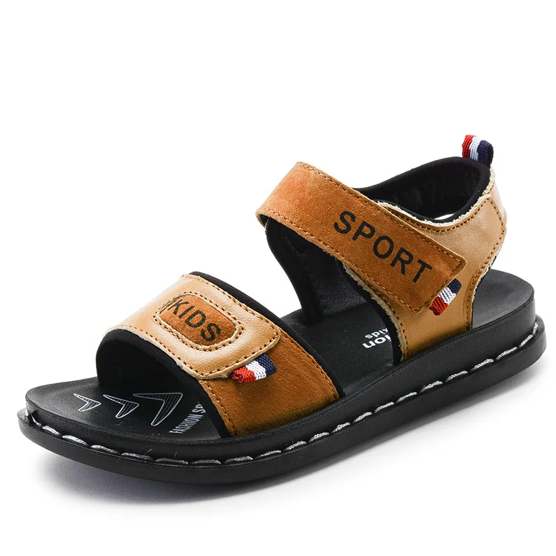 Детская обувь для мальчиков брендовые сандалии для начинающего ходить ребенка из натуральной кожи ортопедические спортивные сандалии для мальчиков детская повседневная обувь KS439 - Цвет: brown