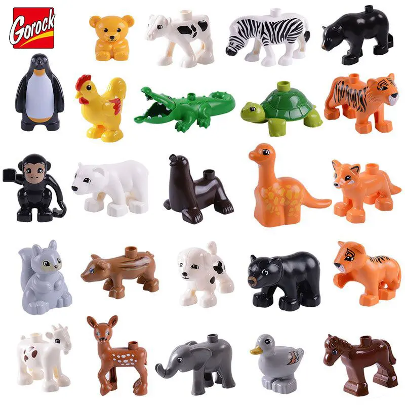 

GOROCK Original Animal Zoo Animals Paradise Big Particles Building Blocks Kids Toys DIY Brick Compatible With Duplo For Kid Gift