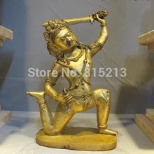 Bi001141 1" Тибет фиолетовый Бронзовый 24 К Золотые Руки Меч Хранитель Будды Ваджра Статуя