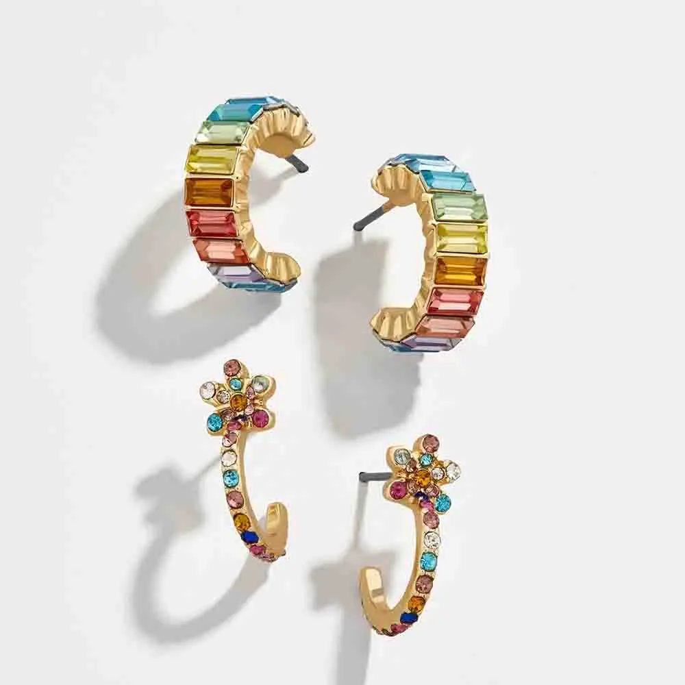 

New Fashion Glass Rainbow Flower Stud Earring for Women Boho Style Geometric Statement Small Circle Earring Bohemia Jewelry 2019