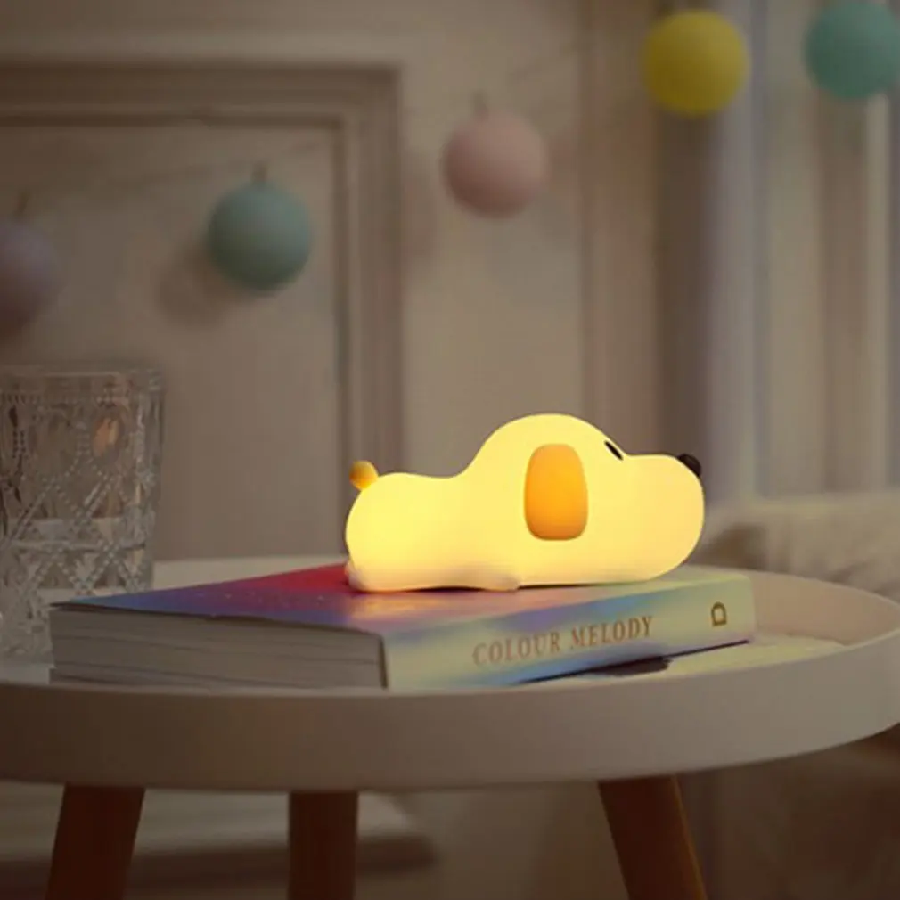 

Dog Shape Patted Silicone Night Light Lovely LED Lamp Christmas Gift for Baby Kids Room Multicolor Touch Nightlight