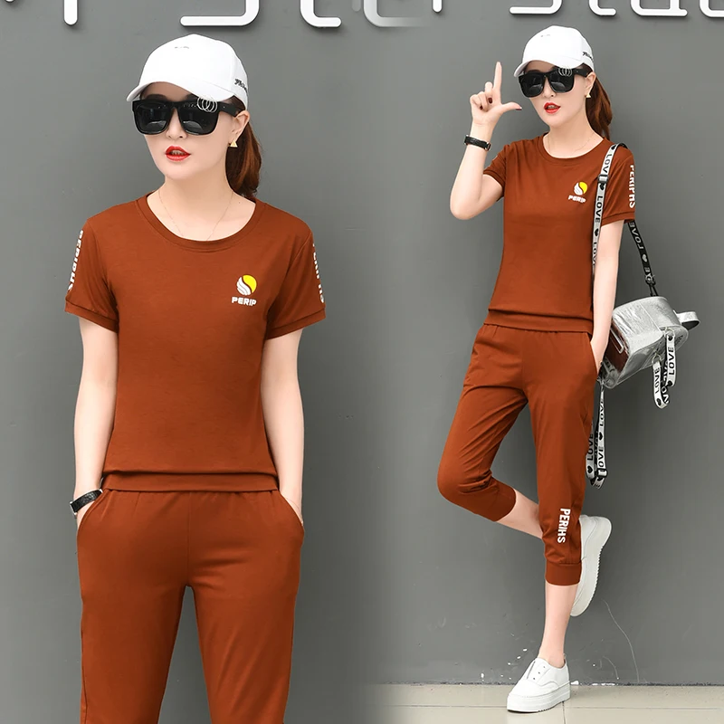 

Sports Suit Women Summer New Korean Fashion Short-sleeved Running Suit Summer Loose Leisure Two-piece Suit