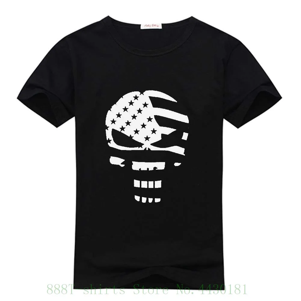 cheap Hkdiy American Flag Skull Custom Men #039;s Slim Fit T Shirt Casual Short Sleeve Tshirt Novelty