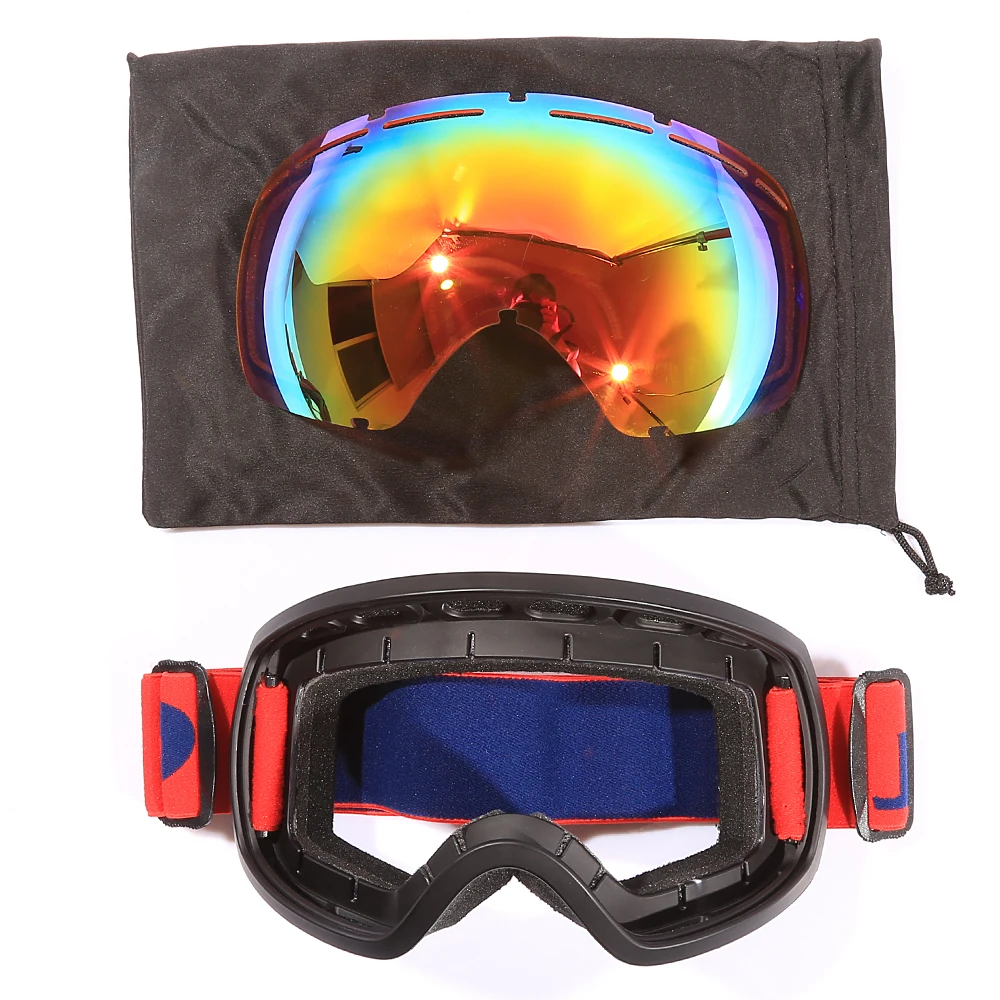 Jiepolly лыжные очки Лыжный Спорт солнцезащитные очки для лыжного спорта двухслойные линзы UV400 Анти-туман для мужчин и женщин снегод маска