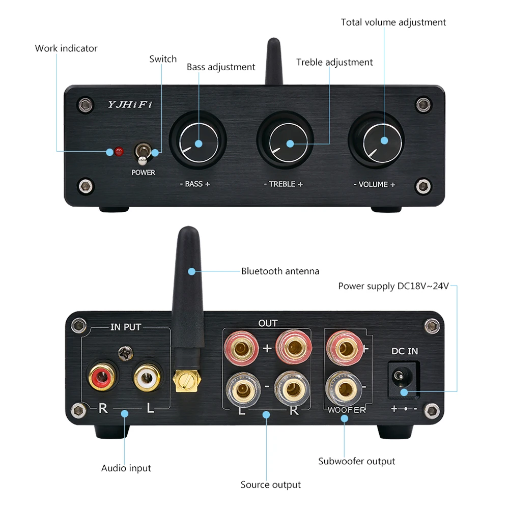 AIYIMA TPA3116 Bluetooth 4,0, цифровой аудио усилитель, 2,1 канальный усилитель мощности, регулятор тонов высоких частот, 50 Вт+ 50 Вт+ 100 Вт