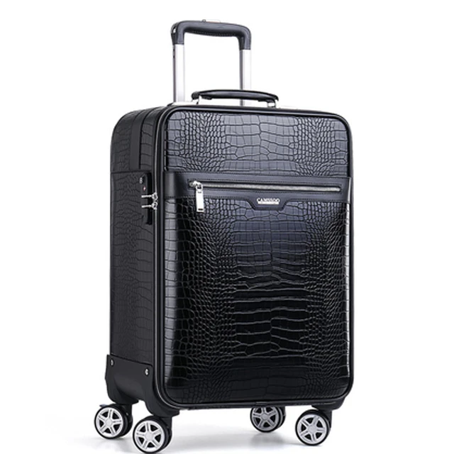 Men Business Crocodile Leather Spinner Suitcase 20 Inch 24 inch Rolling  luggage Suitcase 18 inch Cabin Travel Trolley Suitcase - AliExpress