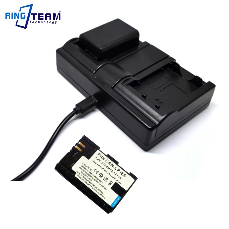 3-In-1 Lp-E6 Lpe6 Batteria 2X Caricatore Doppio 1X Per La Macchina Fotografica Canon Eos 5D2 5Ds R 5D Mark 2 3 Iv 5D4 6D 60D 60Da 7D 7D2 80D Xc10 Xc15