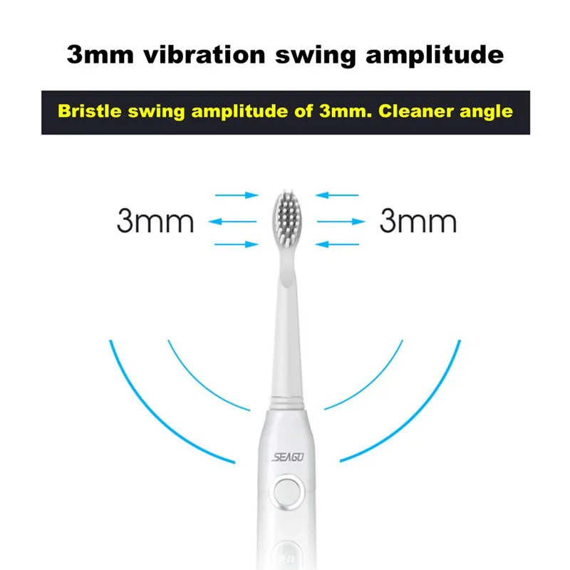 Seago USB аккумуляторная электрическая зубная щетка для взрослых Водонепроницаемая Глубокая чистка зубная щетка с 2 сменными головками зубная щетка