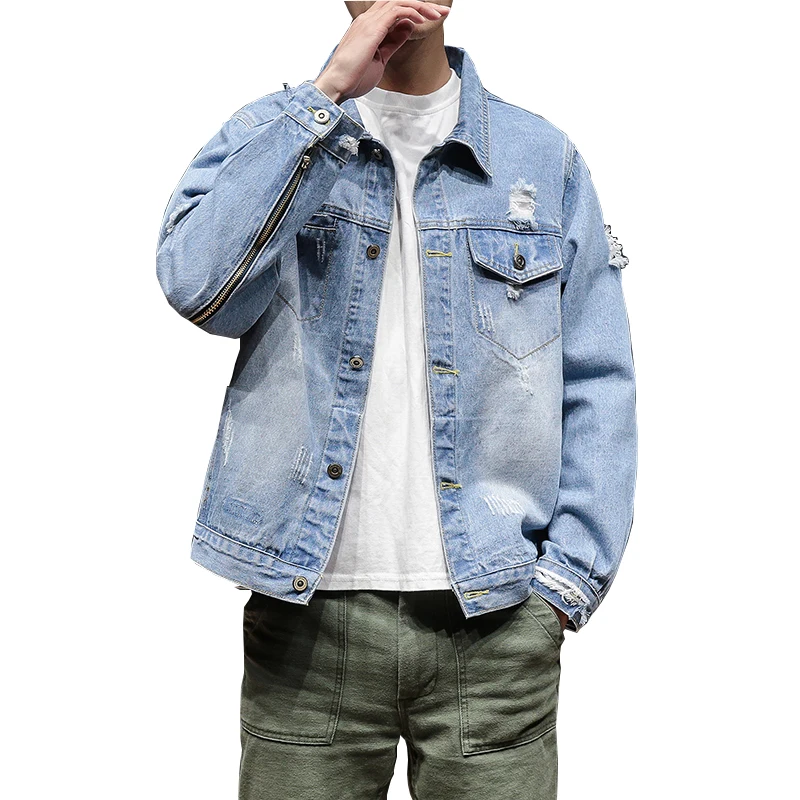 

Solid Casual Slim Mens Denim Jacket Plus Size 5XL Bomber Jacket Men High Quality Cowboy Mens Jean Coats Jackets Chaqueta Hombre