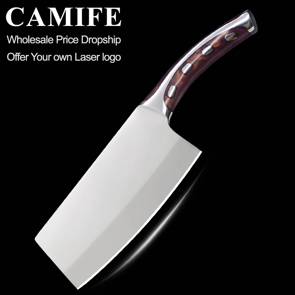 

4cr14mov Stainless Steel Knife Kitchen Knife Accessories Butcher Chopper Cleaver Knife Resin Fibre Handle Cooking Knife Cutlery