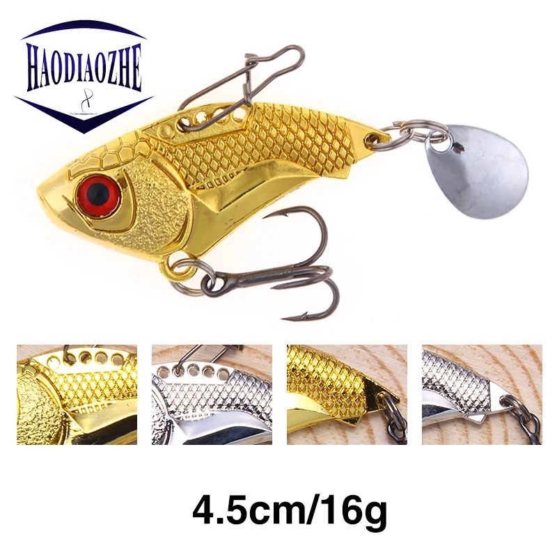 

HAODIAOZHE 1Pcs/lot Spoon Wobblers Fishing Lure Crankbait VIB Artificial baits 4.5cm 16g spinners for fishing jig spinners YU245