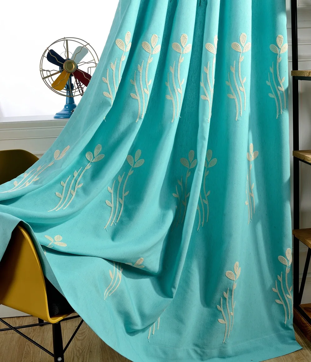 

[Slow Soul] Floral Embroidered Curtains For Living Room Quality Curtain Blue Green Custom Made Cortinas Rideaux Chambre CL-187