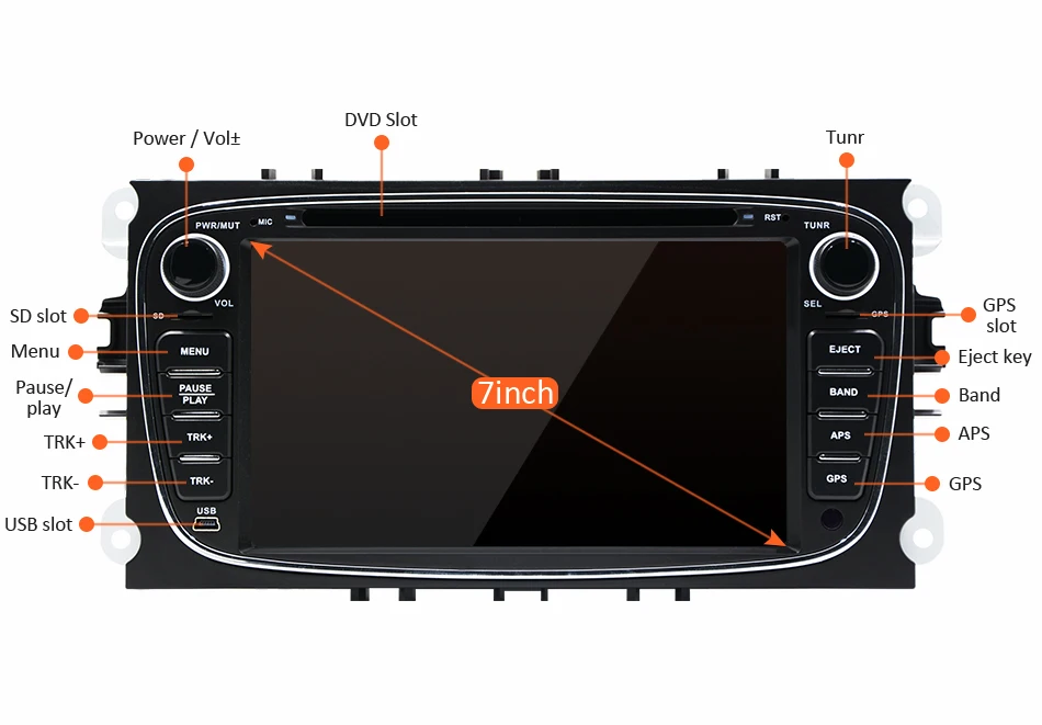 Flash Deal Eunavi 2 Din 7" Android 9.1 Car DVD Player Online Map GPS Navigation WIFI  for Ford focus II Galaxy Transit Tourneo Mondeo 21