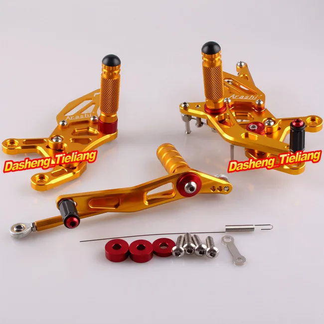 

CNC Motorcycle Rearset Rear Set Foot pegs For Yamaha YZF R1 2009 2010 2011 Gold Pegs, Aluminum Alloy