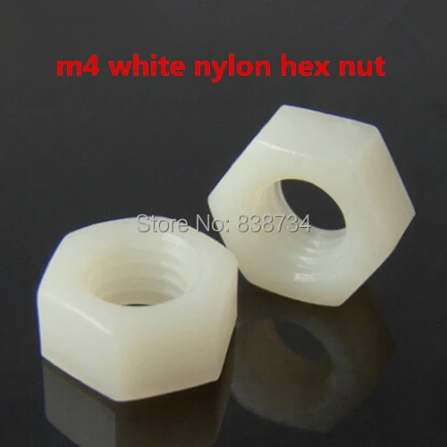 M4-4mm WHITE PLASTIC HEXAGON FULL NUTS NYLON HEX NUTS GRADE 66 FS1571