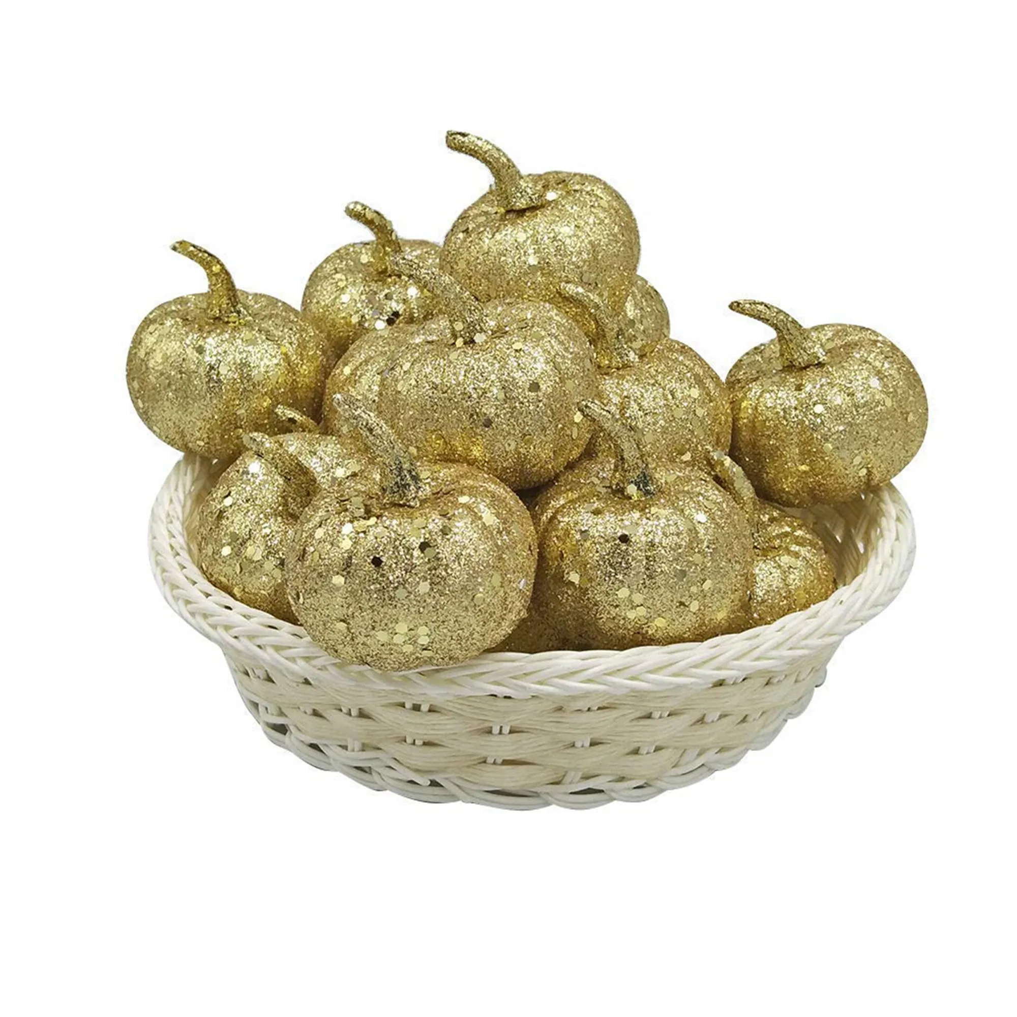 

12pcs Silver Gold Sequined Artificial Halloween Pumpkin Foam Festival Halloween Party Home Garden Decor Glitter Ornament Craft 0