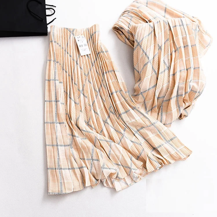 

2019 Fashion versatile slim slimming high waist plaid pleated faldas saia gothic skirt skirt