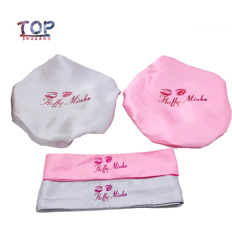 

Customized Multicolor Logo Satin bonnet 2 Layer Polyester Satin Women Bonnet/Headband Caring Extention Wig Hairs Sleep bonnets