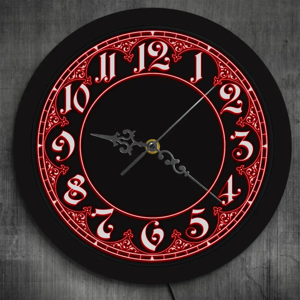 

Fancy Numbers Vintage Design Illuminated Wall Clock Large Numbers Wall Light Novelty Round Clock Novelty Arabic Numerals Watch