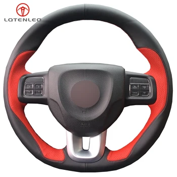 

LQTENLEO Black Red Leather DIY Hand-stitched Car Steering Wheel Cover For FIAT Fiat viaggio 2015-2019 Ottimo 2014-2019