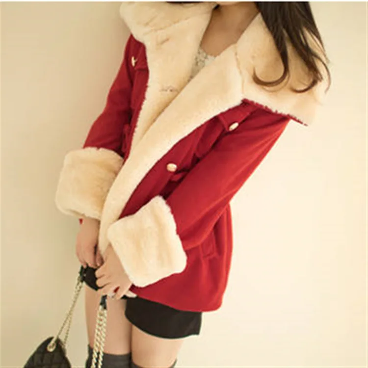 Fast Shipping 2018 Winter Warm Coats Women Wool Slim Double Breasted Wool Coat Winter Jacket Women Fur Women 'S Coat Jackets