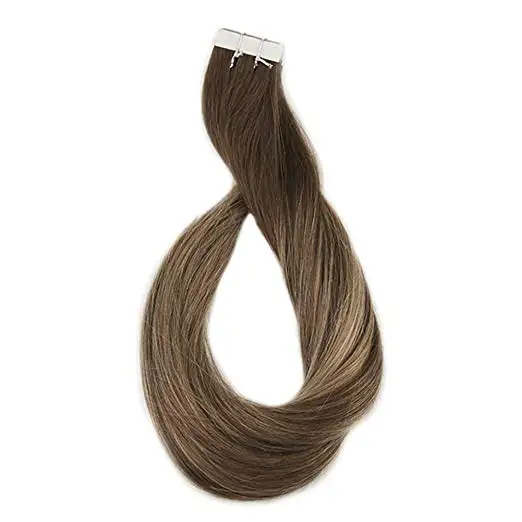 Full Shine Tape in Hair Extensions 50 Gram Glue On Hair Balayage Color Machine Remy Human Hair Extensions Invisible Hair Tapes - Цвет: 4 24 4