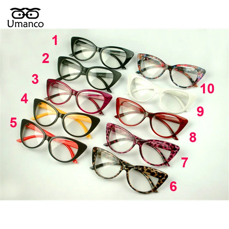 Umanco Cat Eye Крупногабаритные обычные очки для Для женщин Пластик Frame прозрачный Поликарбонат линзы очков уличной фотографии подарок