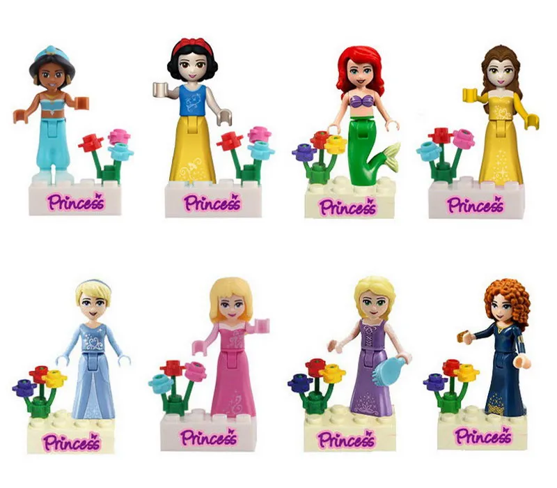 

8Pcs/Set Fairy Tale Princess Girl Anna Elsa Model Building Blocks Enlighten Action Figure Toys For Children