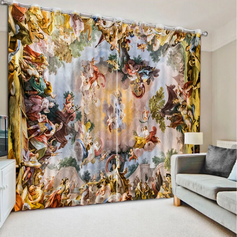 

Europe style angels curtains for beddiing room 3d curtains home decoration