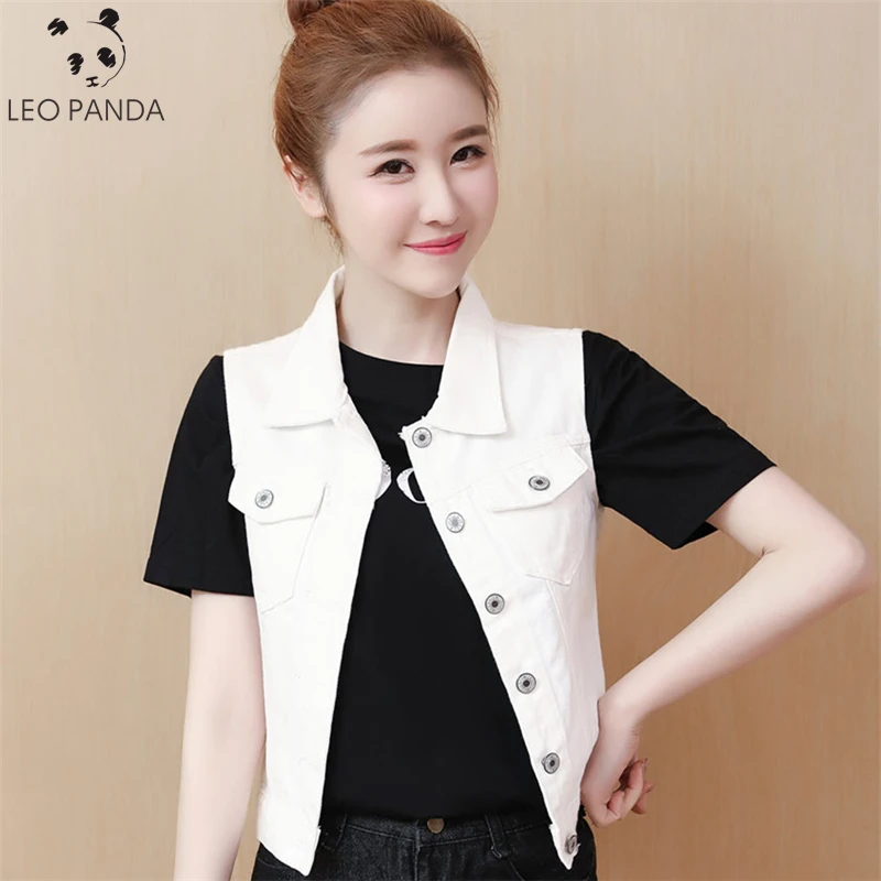 

2019 New Spring Summer Short Denim Vest Women Casual Slim Sleeveless Hole Jeans Jackets Coat Female Waistcoat Plus Size 4XL