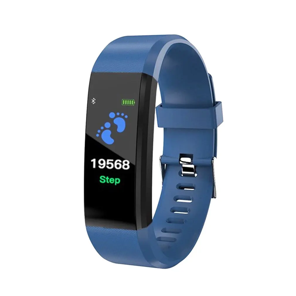 115 плюс Смарт часы монитор сердечного ритма кровяное давление фитнес трекер Smartwatch спортивные часы для ios android+ коробка для мужчин и женщин - Цвет: blue