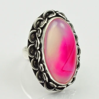 

Bostwana Agates Ring Silver Overlay over Copper , Size: 6.75 , R1974