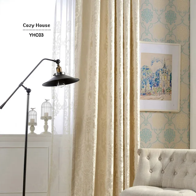 European Damask Curtains For Living Room Luxury Jacquard Blind Drapes Window Panel Fabric Curtain For Bedroom Shading 70 Custom