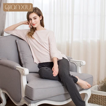 

2020 Summer Home Pijamas Female Casual Pajama sets Ladies Modal Sleepwear suit Women Half Sleeve O-neck Collar t shirt & Pants