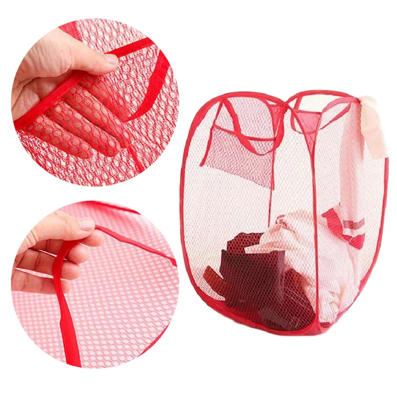 High Quality Large Hamper Folding Color Net Storage Basket Dirty Clothes Bucketin Storage