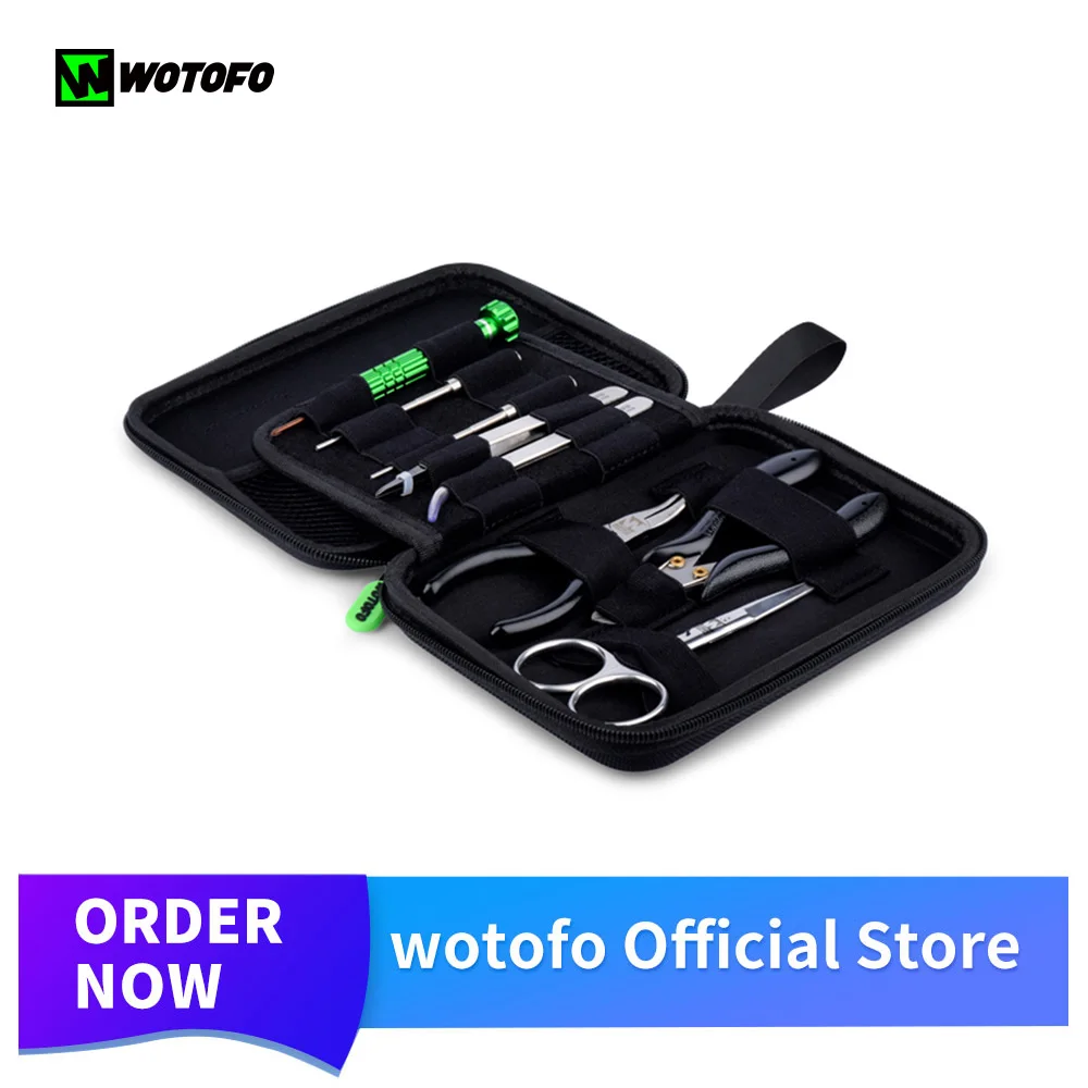 

Wotofo Vape Tool Kit DIY Tool Waterproof Fabric Bag Tweezers scissors 4-in-1 Screwdriver For Electronic Cigarette Accessories