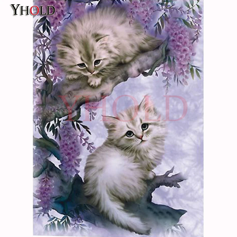 

Diamond Painting Square/Round Cats Daimond Painting"Two cute kittens in the tree"Mosaic Rhinestone Embroidery Painting