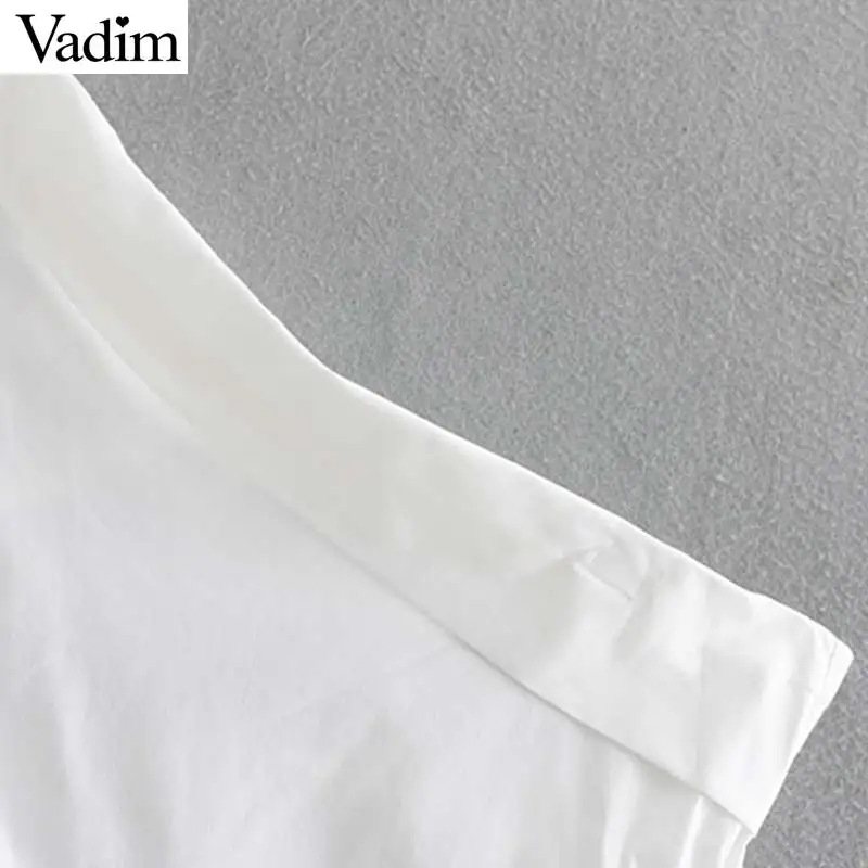 Vadim, женская сексуальная белая блузка на одно плечо, косой воротник, один рукав, нерегулярные рубашки, женские тонкие стильные милые топы, blusas LA935