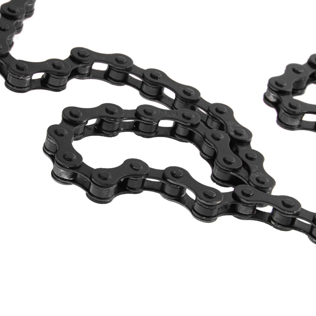 MTB BMX Fixie Road Bike Steel Chain Single Speed Bicycle Chain Magic Button Chain 1/2' X 1/8' BLACK